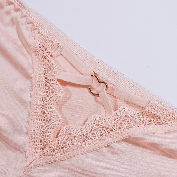 House of Desire Vera Microfiber Lace Heart Charm Cheeky Panty, Pearl Blush, Sz L - Picture 9 of 10